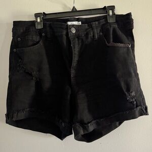Size 20 Rue21 Black Distressed Denim Shorts